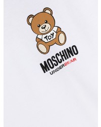 weißes bedrucktes T-Shirt mit einem Rundhalsausschnitt von Moschino