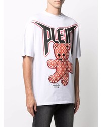 weißes bedrucktes T-Shirt mit einem Rundhalsausschnitt von Philipp Plein