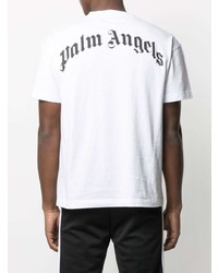 weißes bedrucktes T-Shirt mit einem Rundhalsausschnitt von Palm Angels