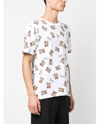 weißes bedrucktes T-Shirt mit einem Rundhalsausschnitt von Moschino