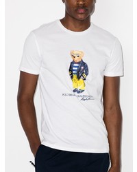 weißes bedrucktes T-Shirt mit einem Rundhalsausschnitt von Polo Ralph Lauren