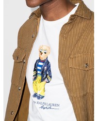 weißes bedrucktes T-Shirt mit einem Rundhalsausschnitt von Polo Ralph Lauren