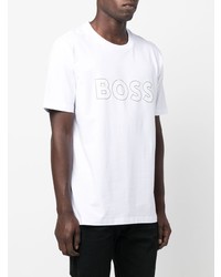 weißes bedrucktes T-Shirt mit einem Rundhalsausschnitt von BOSS