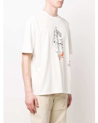 weißes bedrucktes T-Shirt mit einem Rundhalsausschnitt von Ten C