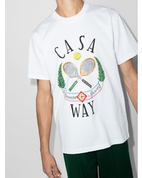 weißes bedrucktes T-Shirt mit einem Rundhalsausschnitt von Casablanca