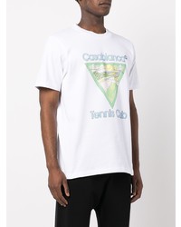 weißes bedrucktes T-Shirt mit einem Rundhalsausschnitt von Casablanca