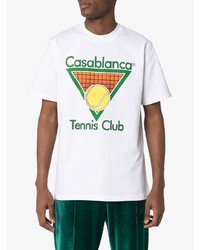 weißes bedrucktes T-Shirt mit einem Rundhalsausschnitt von Casablanca