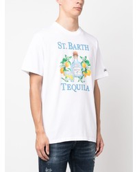 weißes bedrucktes T-Shirt mit einem Rundhalsausschnitt von MC2 Saint Barth