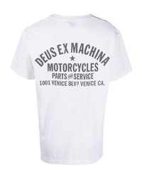 weißes bedrucktes T-Shirt mit einem Rundhalsausschnitt von Deus Ex Machina