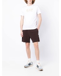 weißes bedrucktes T-Shirt mit einem Rundhalsausschnitt von Ea7 Emporio Armani