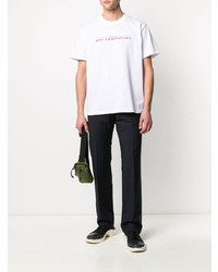 weißes bedrucktes T-Shirt mit einem Rundhalsausschnitt von Sacai