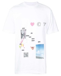 weißes bedrucktes T-Shirt mit einem Rundhalsausschnitt von The Celect
