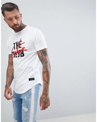 weißes bedrucktes T-Shirt mit einem Rundhalsausschnitt von The Couture Club
