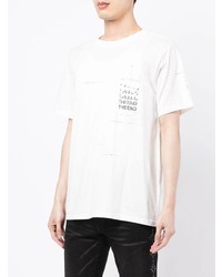weißes bedrucktes T-Shirt mit einem Rundhalsausschnitt von Takahiromiyashita The Soloist