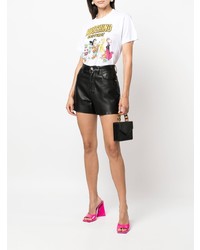 weißes bedrucktes T-Shirt mit einem Rundhalsausschnitt von Moschino