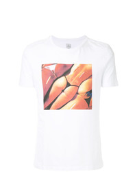 weißes bedrucktes T-Shirt mit einem Rundhalsausschnitt von The Goodpeople