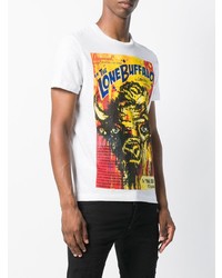 weißes bedrucktes T-Shirt mit einem Rundhalsausschnitt von DSQUARED2