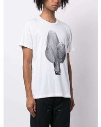 weißes bedrucktes T-Shirt mit einem Rundhalsausschnitt von Private Stock