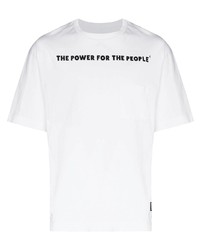 weißes bedrucktes T-Shirt mit einem Rundhalsausschnitt von The Power for the People