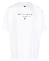 weißes bedrucktes T-Shirt mit einem Rundhalsausschnitt von The Salvages
