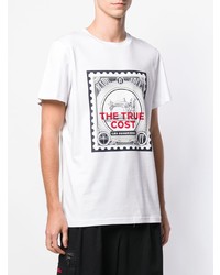 weißes bedrucktes T-Shirt mit einem Rundhalsausschnitt von Les Bohemiens