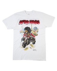 weißes bedrucktes T-Shirt mit einem Rundhalsausschnitt von The Weeknd