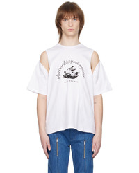 weißes bedrucktes T-Shirt mit einem Rundhalsausschnitt von The World Is Your Oyster