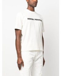 weißes bedrucktes T-Shirt mit einem Rundhalsausschnitt von Heron Preston