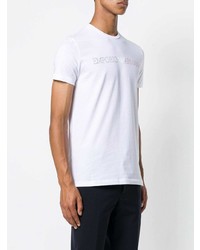 weißes bedrucktes T-Shirt mit einem Rundhalsausschnitt von Emporio Armani