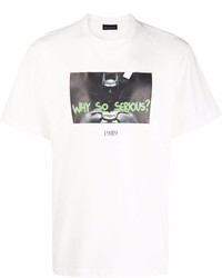 weißes bedrucktes T-Shirt mit einem Rundhalsausschnitt von Throwback.