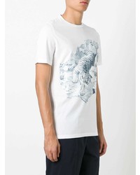 weißes bedrucktes T-Shirt mit einem Rundhalsausschnitt von Maison Margiela