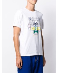 weißes bedrucktes T-Shirt mit einem Rundhalsausschnitt von Kenzo