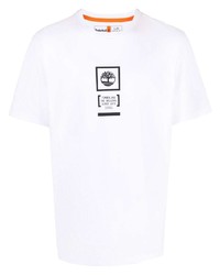 weißes bedrucktes T-Shirt mit einem Rundhalsausschnitt von Timberland