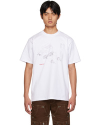 weißes bedrucktes T-Shirt mit einem Rundhalsausschnitt von Tombogo