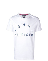 weißes bedrucktes T-Shirt mit einem Rundhalsausschnitt von Tommy Hilfiger