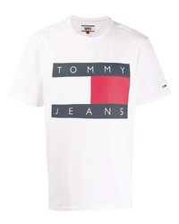 weißes bedrucktes T-Shirt mit einem Rundhalsausschnitt von Tommy Jeans