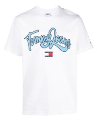 weißes bedrucktes T-Shirt mit einem Rundhalsausschnitt von Tommy Jeans