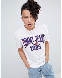 weißes bedrucktes T-Shirt mit einem Rundhalsausschnitt von Tommy Jeans