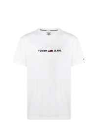 weißes bedrucktes T-Shirt mit einem Rundhalsausschnitt von Tommy Jeans