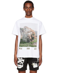weißes bedrucktes T-Shirt mit einem Rundhalsausschnitt von Total Luxury Spa