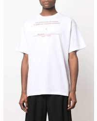 weißes bedrucktes T-Shirt mit einem Rundhalsausschnitt von Raf Simons