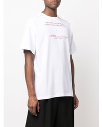 weißes bedrucktes T-Shirt mit einem Rundhalsausschnitt von Raf Simons