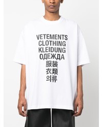 weißes bedrucktes T-Shirt mit einem Rundhalsausschnitt von Vetements