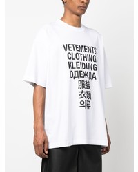 weißes bedrucktes T-Shirt mit einem Rundhalsausschnitt von Vetements