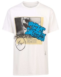 weißes bedrucktes T-Shirt mit einem Rundhalsausschnitt von Travis Scott