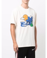 weißes bedrucktes T-Shirt mit einem Rundhalsausschnitt von adidas