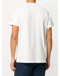 weißes bedrucktes T-Shirt mit einem Rundhalsausschnitt von Engineered Garments