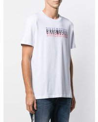 weißes bedrucktes T-Shirt mit einem Rundhalsausschnitt von Dirk Bikkembergs