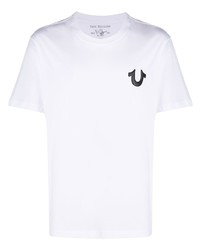 weißes bedrucktes T-Shirt mit einem Rundhalsausschnitt von True Religion
