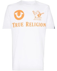 weißes bedrucktes T-Shirt mit einem Rundhalsausschnitt von True Religion